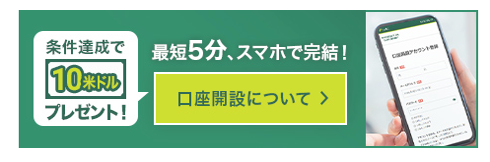 条件達成で10米ドル! 最短5分、スマホで完結! 口座解説について