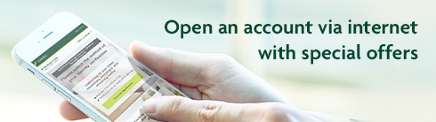 Open an account via internet with special offers
