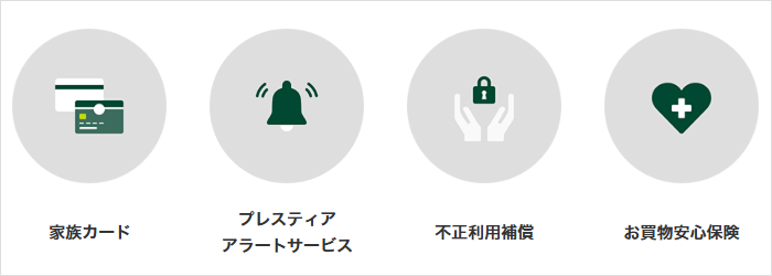家族カード プレスティアアラートサービス 不正利用補償 お買物安心保険