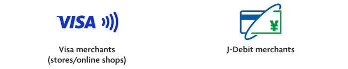 Visa merchants (stores/online shops) J-Debit merchants visa logo currency image