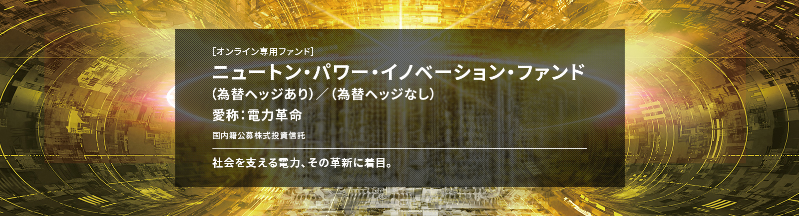 ［オンライン専用ファンド］ ニュートン・パワー・イノベーション・ファンド（為替ヘッジあり）／（為替ヘッジなし） 愛称：電力革命 国内籍公募株式投資信託 社会を支える電力、その革新に着目。