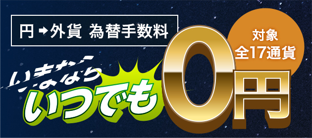 円 外貨 為替手数料 いつでも0円 対象全17通貨